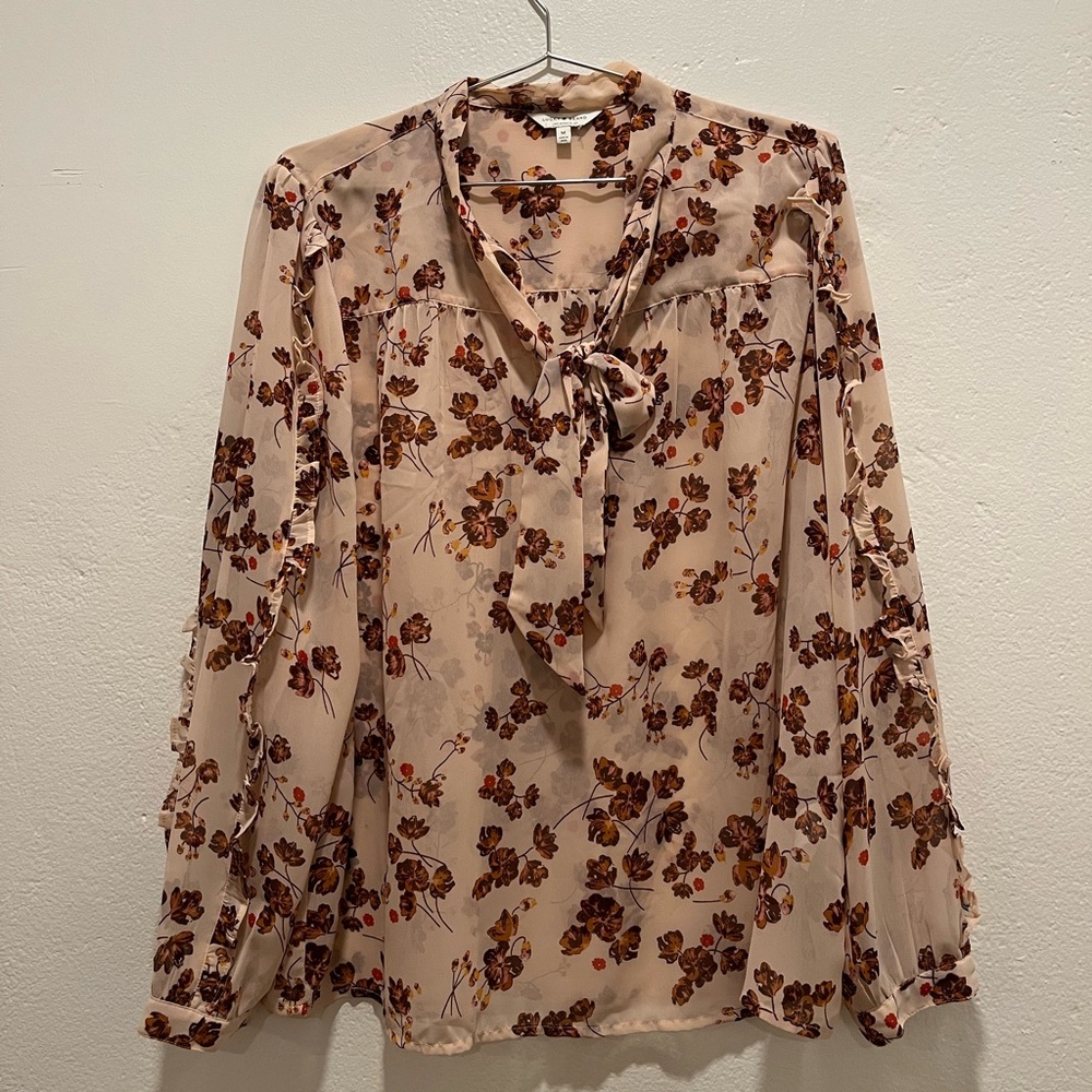 Lucky Brand Long Sleeve Ruffled Tie Front Blouse